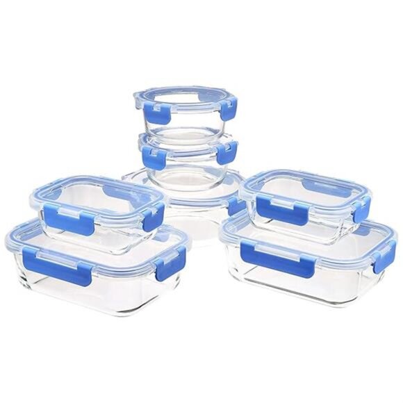 Glass food storage containers set with locking lids leakproof meal prep bowls - Picture 6 of 6